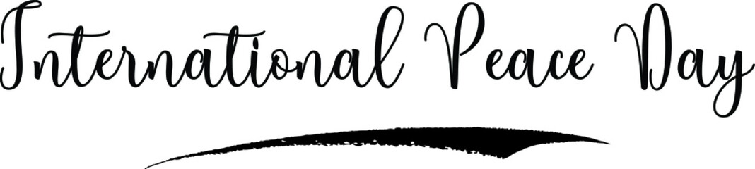 International Peace Day Calligraphy Handwritten Black Color Text On Yellow 
Background