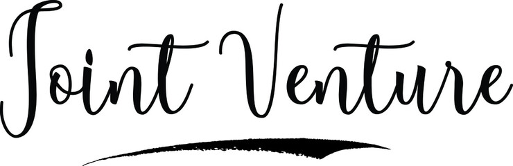 Joint Venture Calligraphy Handwritten Black Color Text On Yellow 
Background