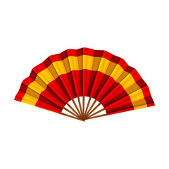 Hand Fan Colored in Red and Yellow as Spain Symbol Vector Illustration
