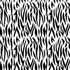 Monohcrome zebra seamless pattern. Abstract leather strips exotic print in black and white colors. Nature safari animal print.