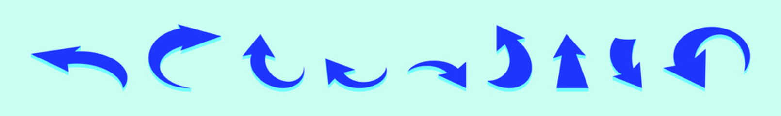 set of arrow cartoon icon design template with various models. vector illustration isolated on blue background