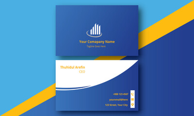 Blue Color Visiting Card Template.2021 New Business Card Design.Modern Creative and Clean Business Card Template.Double-sided Visiting Card Template.