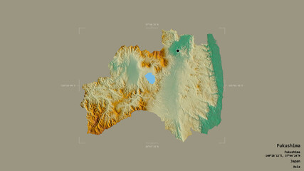 Fukushima - Japan. Bounding box. Relief