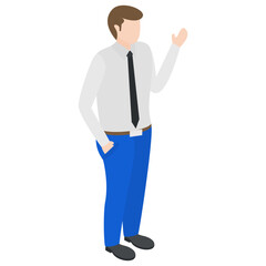 
Male avatar character isometric design.
