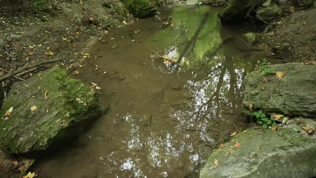 streaming waterfalls in Bechir's Creek near Soroca, Moldova