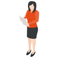 
Isometric design of female employee avatar
