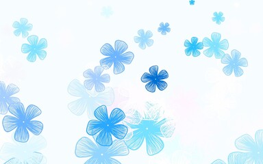 Fototapeta na wymiar Light Blue, Red vector doodle template with flowers.