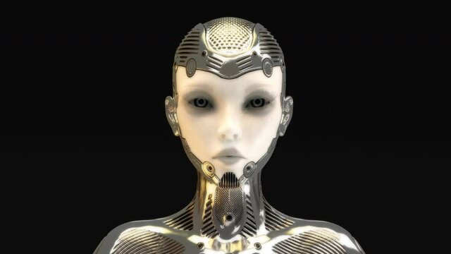 3D animation of a morphing cyborg face