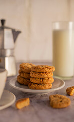 Cookies breakfast and milk coffee