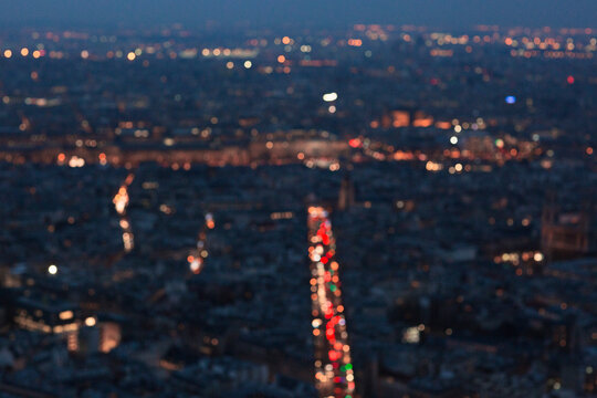 Paris at night out of focus