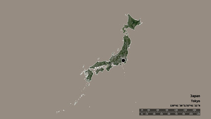Location of Osaka, urban prefecture of Japan,. Satellite
