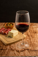 Wine with jam and cheese