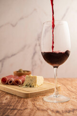 Wine with jam and cheese