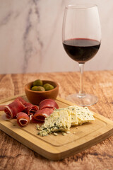 Wine with jam and cheese