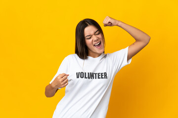 Teenager volunteer girl celebrating a victory