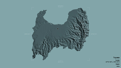 Obraz premium Toyama - Japan. Bounding box. Administrative