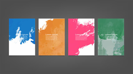 Naklejka premium Set of colorful vector watercolor backgrounds for poster, brochure or flyer, Bundle of watercolor posters, flyers or cards. Banner template.