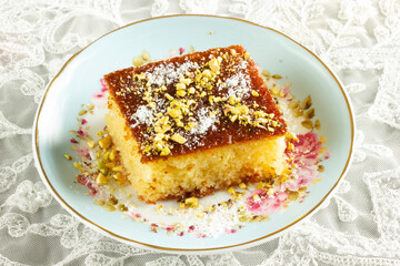 Homemade traditional Turkish dessert Revani
