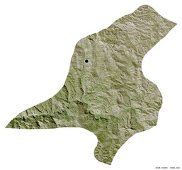 Jarash, province of Jordan, on white. Satellite