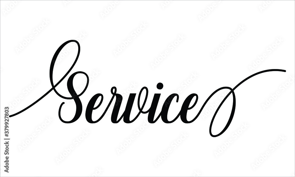 Poster service script cursive calligraphy typography black text lettering script cursive and phrases isolat