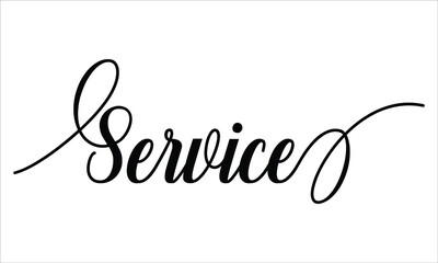 Service Script Cursive Calligraphy Typography Black text lettering Script Cursive and phrases isolated on the White background for titles and sayings