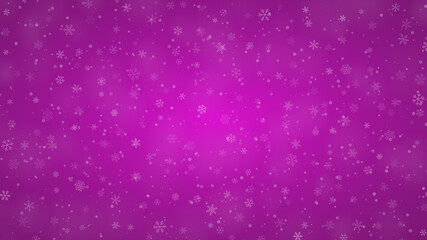 Christmas background of snowflakes of different shapes, sizes and transparency in purple colors
