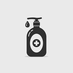 Black hand sanitizer bottle vector icon