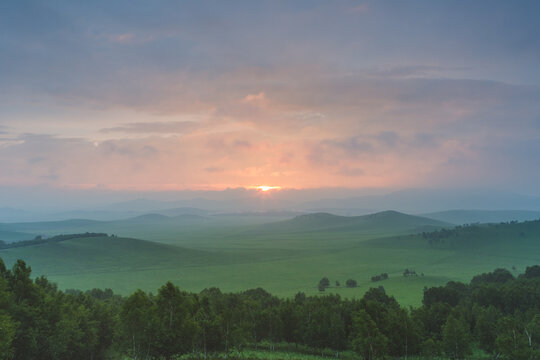early morning of bashang grassland,beijing,china.