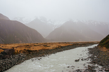 Mt Cook Storm Landscape in New Zealand