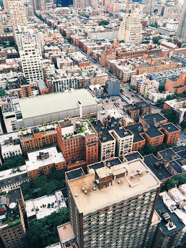 Rooftop Aerial View Looking South in Manhattan, New York.