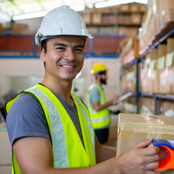Warehouse worker team prepare to pack product for customer