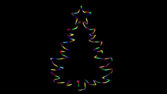 Colourful christmas tree motion graphics with night background