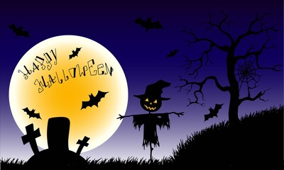 halloween composition with vector isolated elements, holiday poster