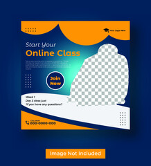 online class social media banner Premium Vector Template