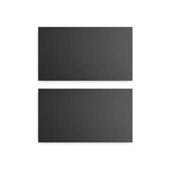 Black textured business card mockup template on isolated white background, 3d illustration