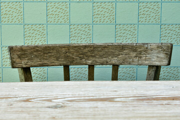 back of an old chair by the table, retro interior detail