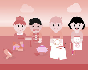 activity for children to play together vector