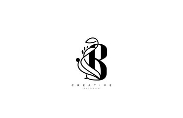 letter B connection ornate graceful flourish vector logotype