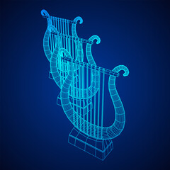 Naklejka premium Ancient lyre or harp musical instrument