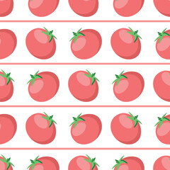 pattern of red tomato in a minimalist style on a light background with stripes