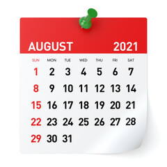 August 2021 - Calendar - obrazy, fototapety, plakaty