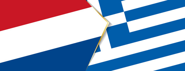 Netherlands and Greece flags, two vector flags.