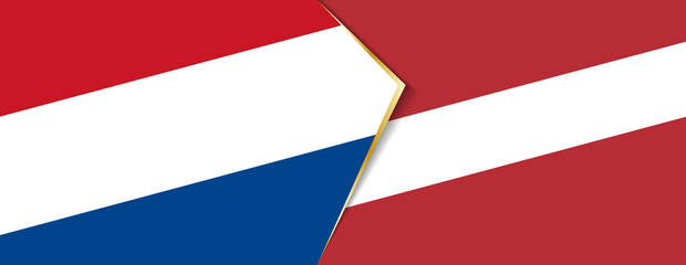 Netherlands and Latvia flags, two vector flags.