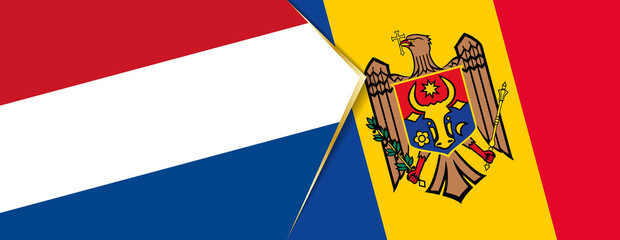 Netherlands and Moldova flags, two vector flags.