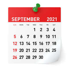 September 2021 - Calendar - obrazy, fototapety, plakaty