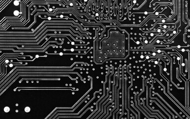 Black and white printed circuit board background