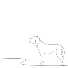Dog one line drawing, vector illustration