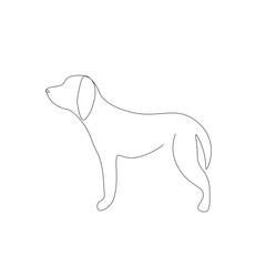 Dog one line drawing, cute puppy vector illustration