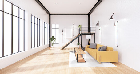 The interior ,Modern loft style living interior design. 3d rendering
