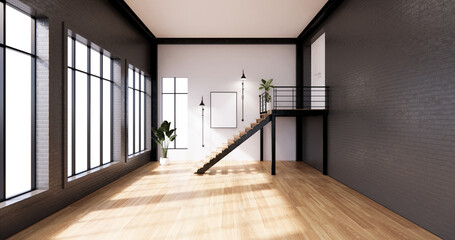 The interior ,Modern loft style living interior design. 3d rendering